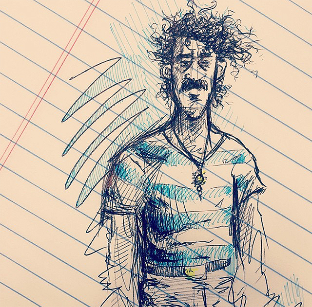 A drawing of a scruffy person.