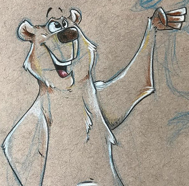 A drawing of a happy bear.